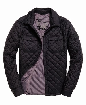 Superdry Fuji Diamond Quilt Ing Férfi Kabát Fekete | XOEYU2436